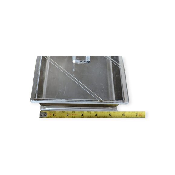 Clear with Faux Gold Accent Acrylic Heavy Square Dresser/Jewelry Box - Picture 7 of 8